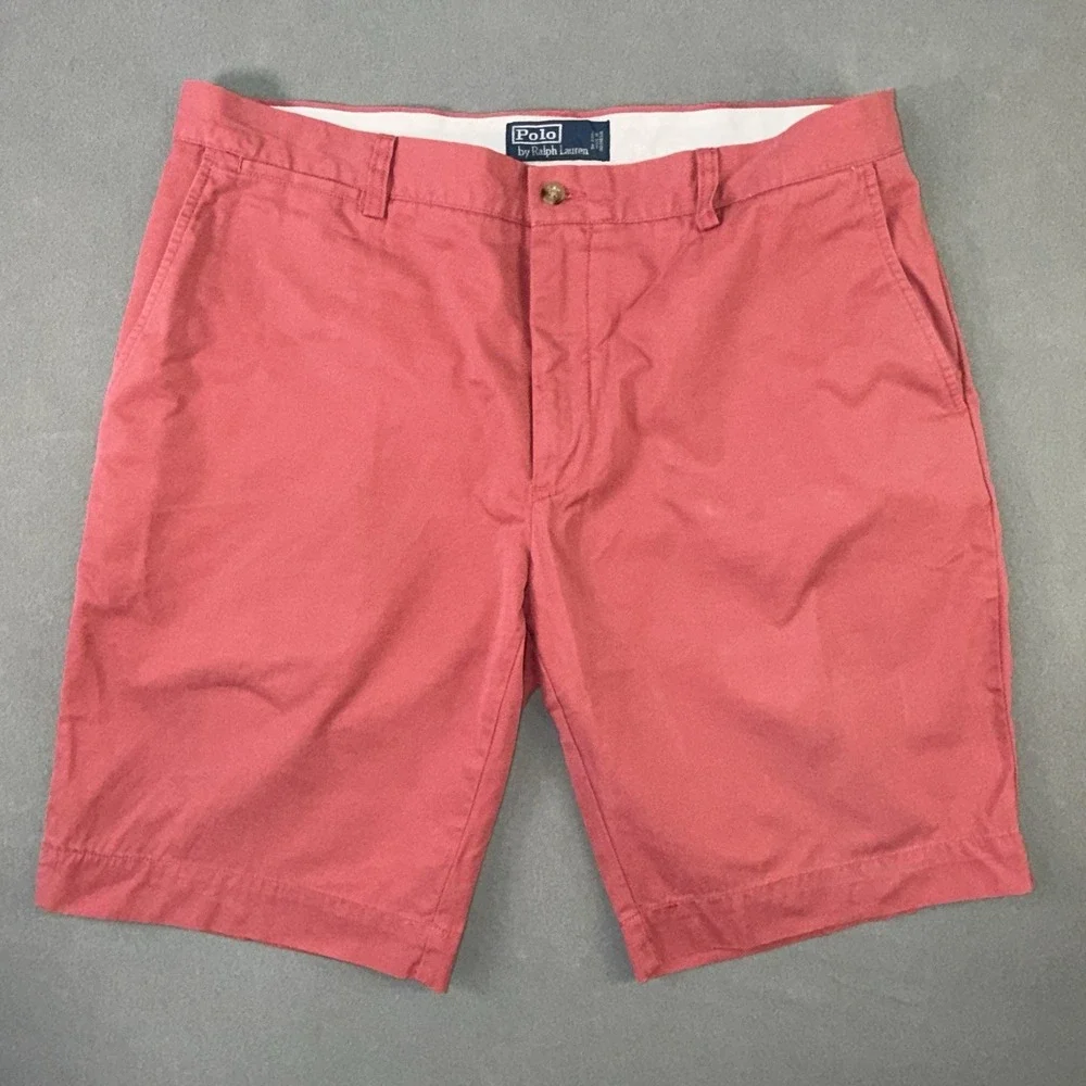 Men's Polo Ralph Lauren Flat‎ Front Chino Cotton Twill Shorts Pink Size 36